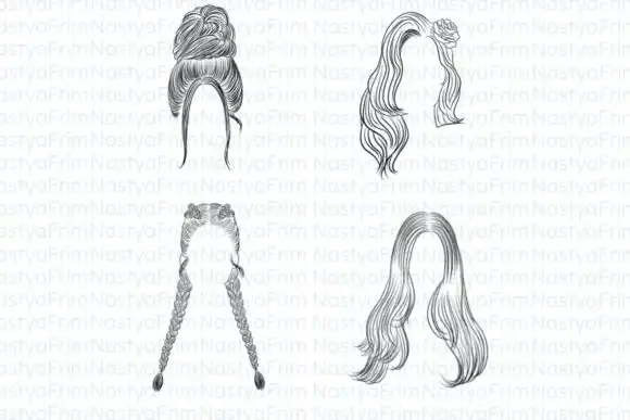 20 Procreate Hair Stamps (set 1 + Set 1) 4 074029