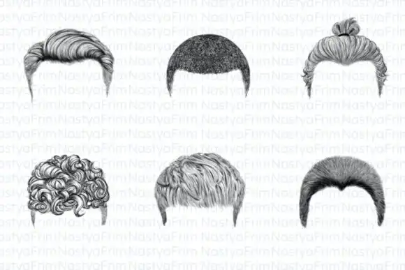 20 Procreate Hair Stamps (set 1 + Set 1) 5 074029