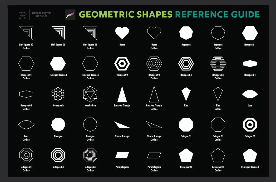 200 geometric shapes for Procreate 7 073425