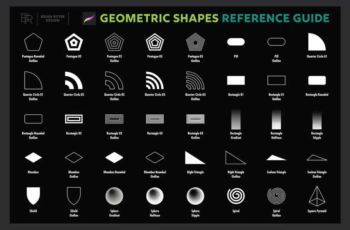 200 geometric shapes for Procreate 8 073425