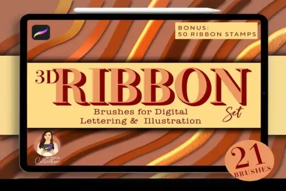 21 Ribbon Procreate Brushes 50 Stamps