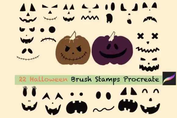 22 Halloween Brush Stamps for Procreate