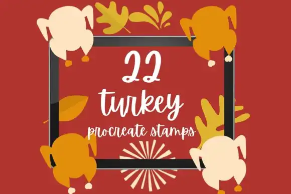 22 Thanksgiving Turkey Procreate Stamps Set