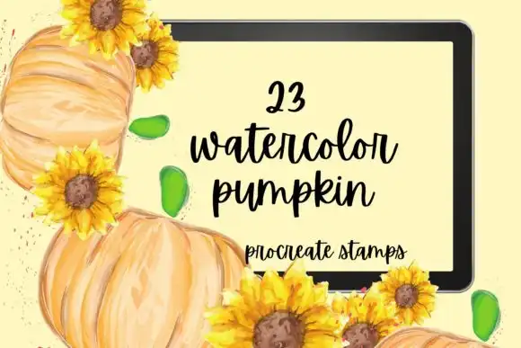 23 Watercolor Pumpkin Procreate Stamps