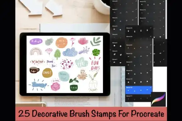 25 Decorative Brush Stamps for Procreate