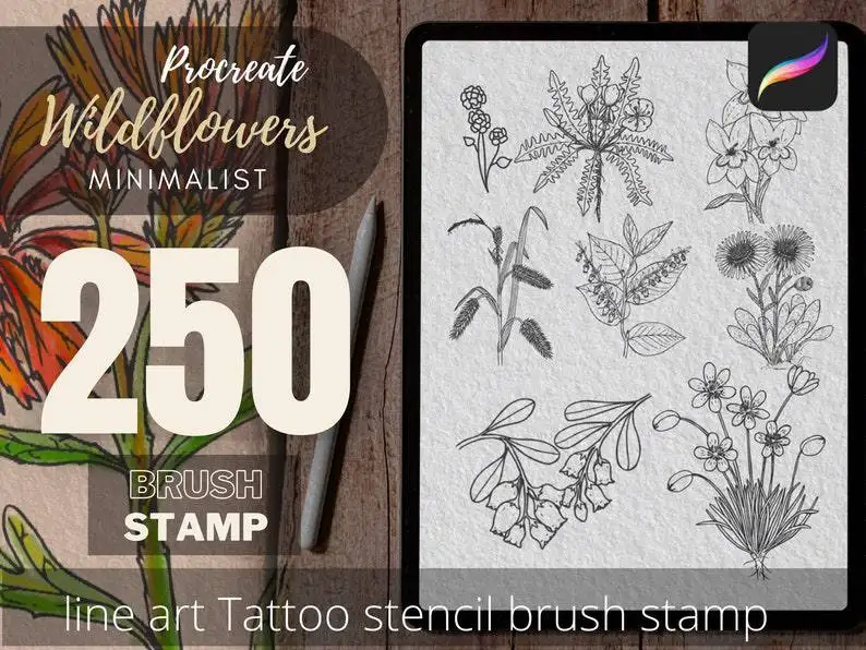 250 Wildflower Procreate Brush Stamp