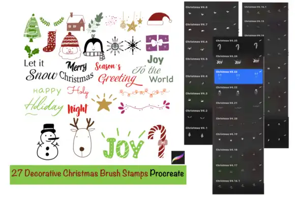 27 Decorative Christmas Brush Procreate