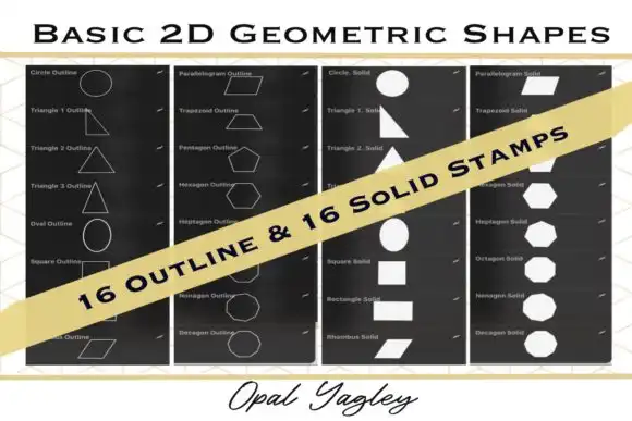 2D Geometric Shapes Procreate Stamps 4 074029