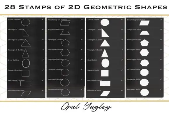 2D Geometric Shapes Procreate Stamps 3 074029