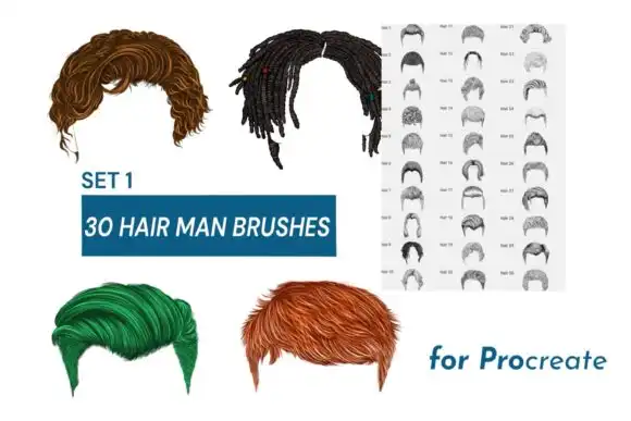 30 Procreate Hair Man Brushes