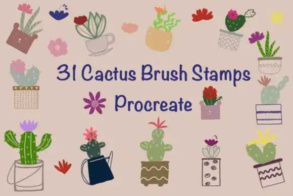 31 Cactus Decor Brush Stamps Procreate