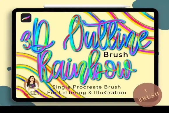 3D Outline Rainbow Procreate Brush