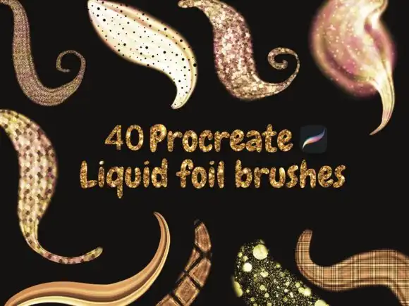 40 Liquid Foil Brushes for Procreate