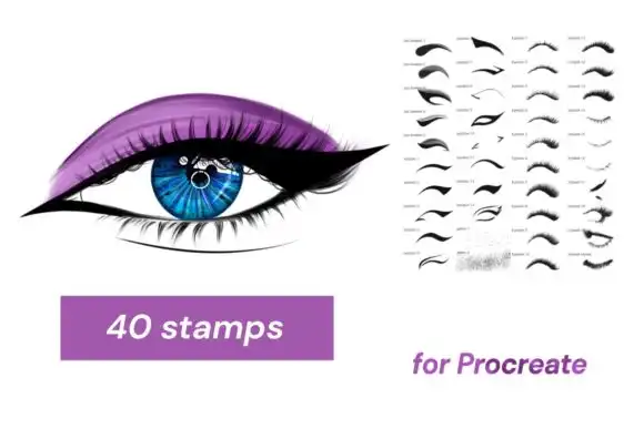 40 Procreate Makeup Brushes, Eyelashes