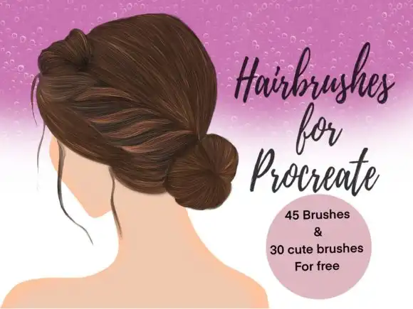 45 Hair brushes and 30 cute Brushes procreate