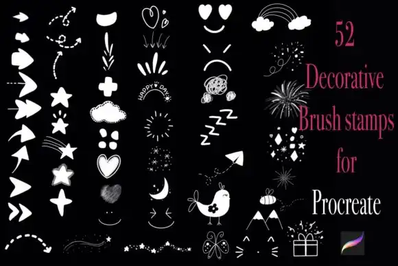 52 Decorative Procreate Brush Stamps