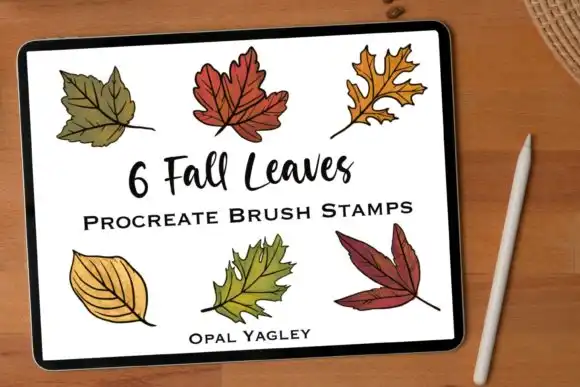 6 Fall Leaves Procreate Stamps