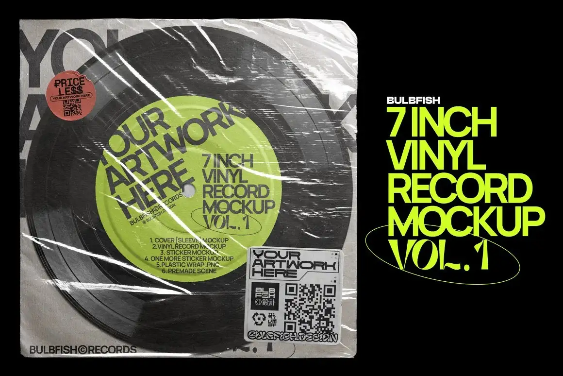 7 Inch Vinyl Record - Mockups Bundle 5 073425