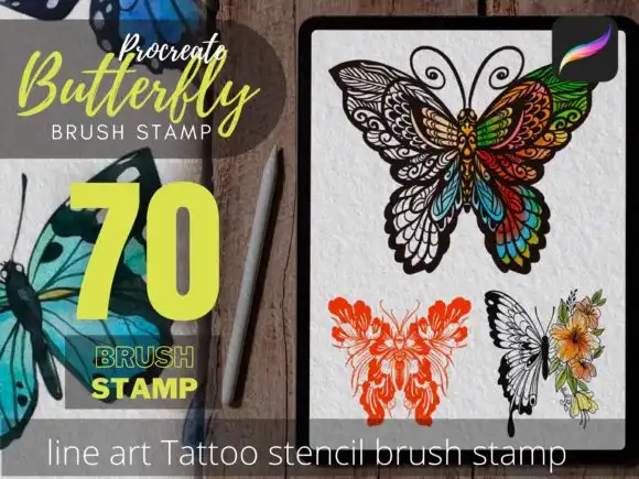 70 Butterfly Procreate Brush Stamp