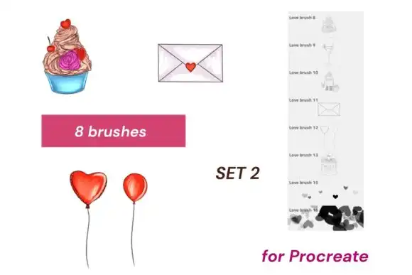 8 Procreate Love Brushes (set 2)