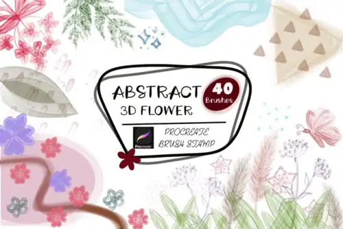 Abstract 3D Flower Procreate Brush Stamp 8 074029