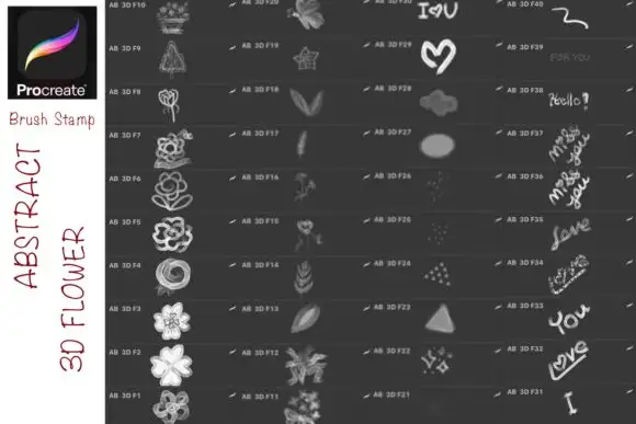 Abstract 3D Flower Procreate Brush Stamp 3 074029
