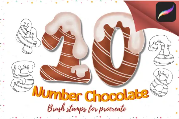 Brush Stamps Chocolate Number