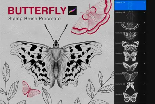 Butterfly Procreate Stamps Brush