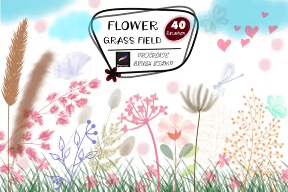 Flower Grass Field Procreate Brush Stamp