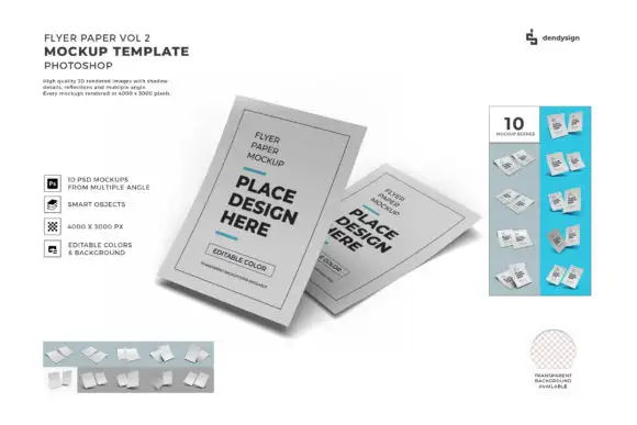 Flyer Paper 3D Mockup Template Bundle 2