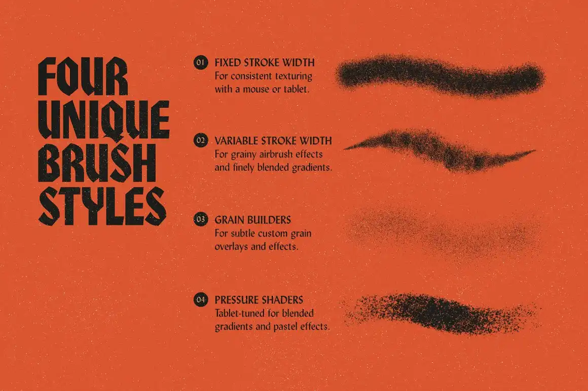 Grain Shader Brush Set Illustrator 8 072323
