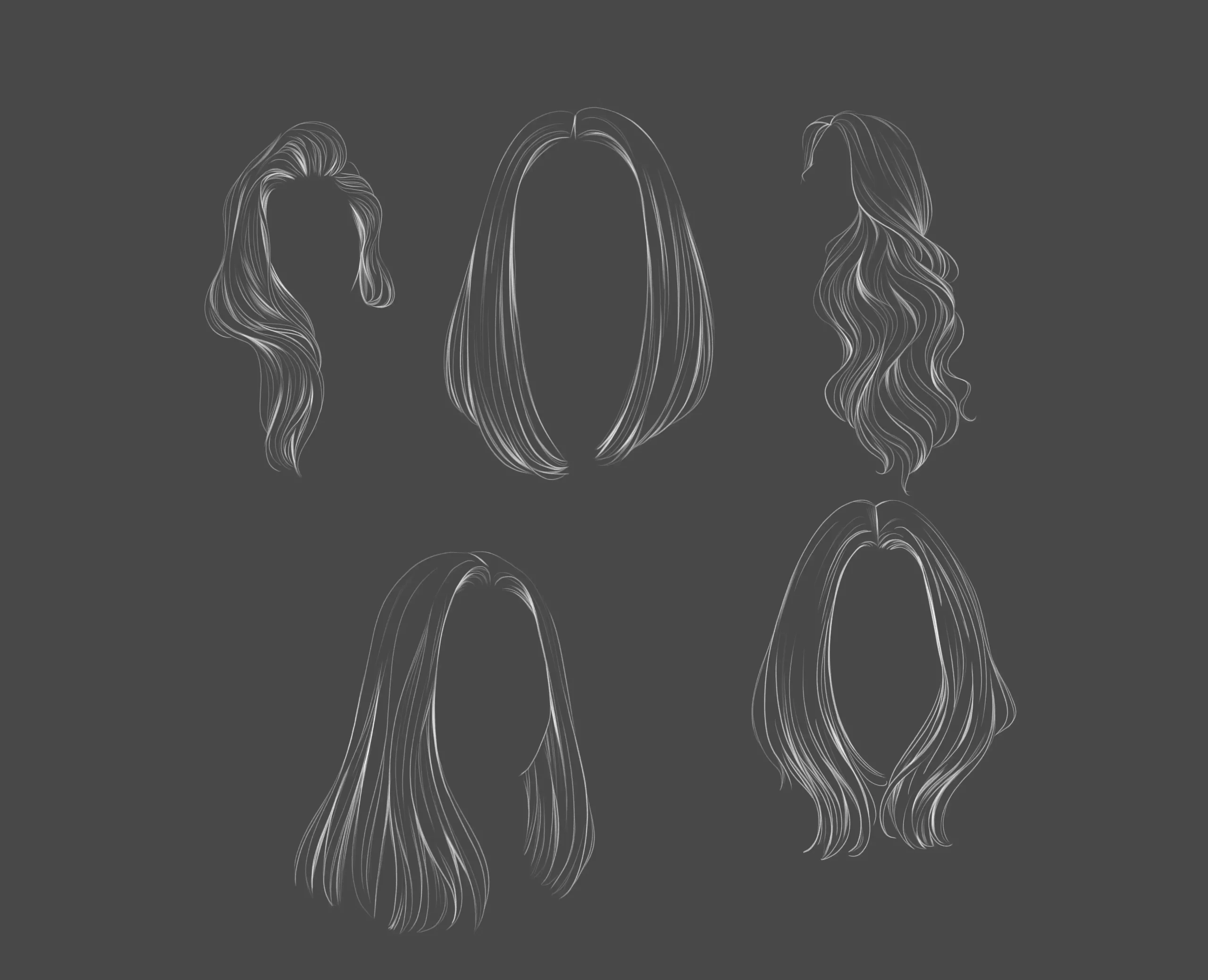 Hair Stamps Brushes Procreate, Procreate Hair Brushes, Curly Hair Brushe, Straight Hair brushes, Hairstyles Brushes Stamp, Guide Brushes 7 074412