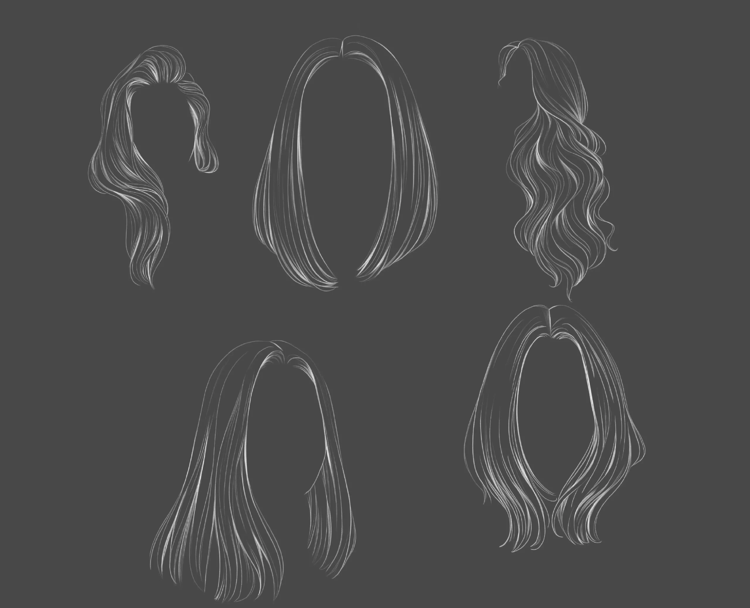 Hair Stamps Brushes Procreate, Procreate Hair Brushes, Curly Hair Brushe, Straight Hair brushes, Hairstyles Brushes Stamp, Guide Brushes 6 074412