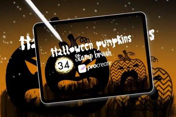 Halloween Pumpkin 34 Stamp Brushes