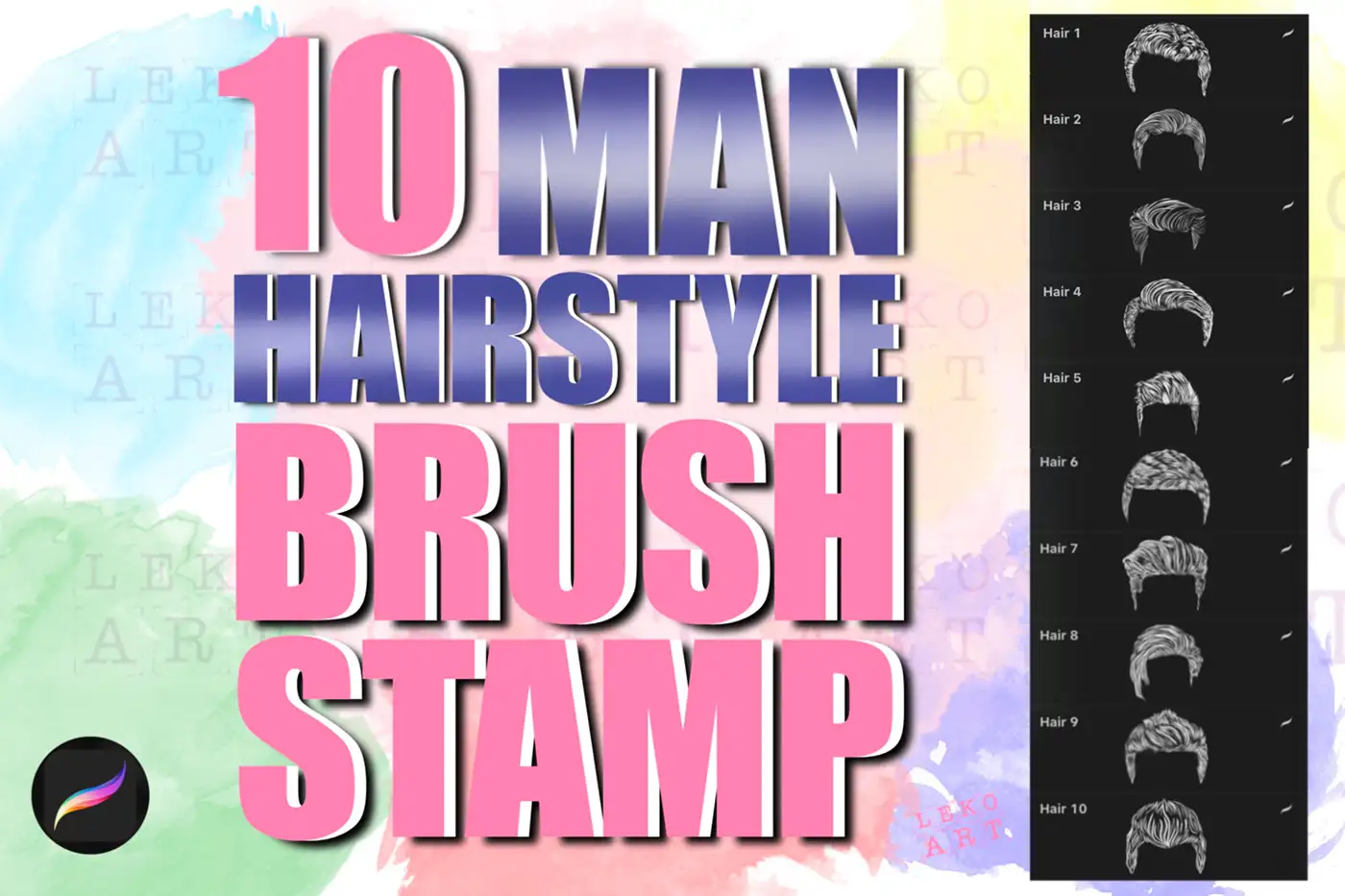 Man Hairstyle Brush Stamp Procreate