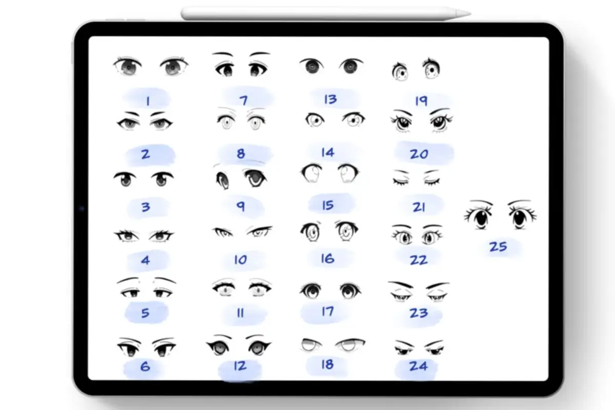 Manga Eyes Procreate Brush Stamps 3 073666