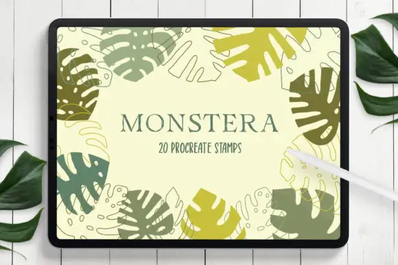 Monstera Leaves Procreate Stamp Brushes