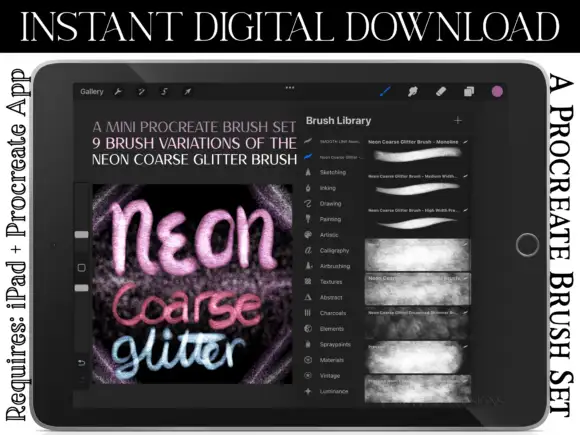 Neon Coarse Glitter Procreate Brushes 7 074029