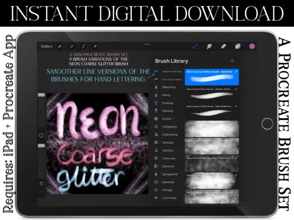 Neon Coarse Glitter Procreate Brushes 5 074029
