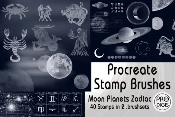Procreate Brushes Stamps Zodiac Moon