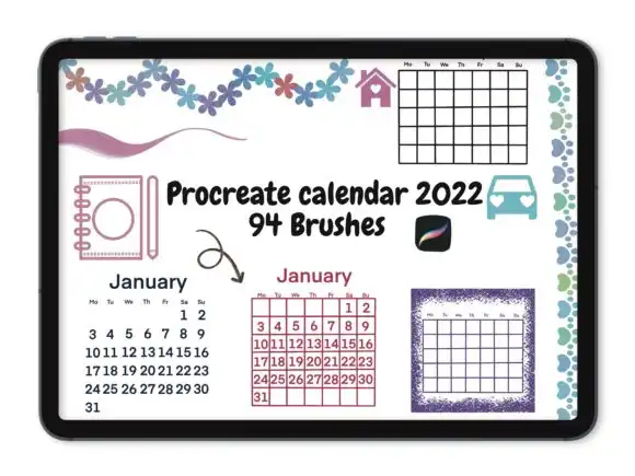 Procreate Calendar 2022 94 Brushes