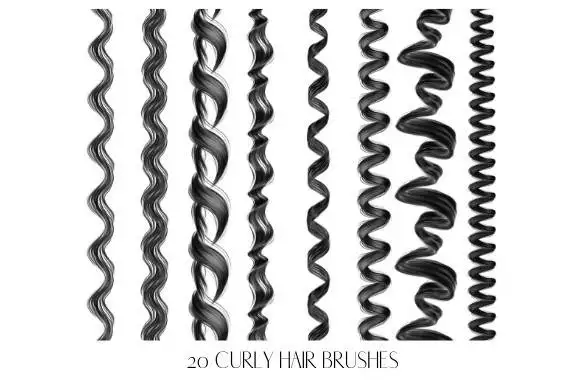 Procreate Curly Wavy Hair Brushes Set 2 073398