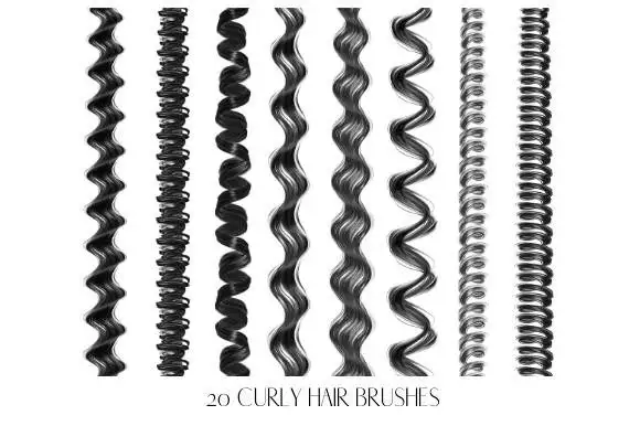 Procreate Curly Wavy Hair Brushes Set 4 073408