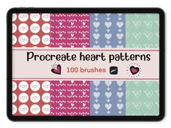 Procreate Heart Pattern 100 Brushes