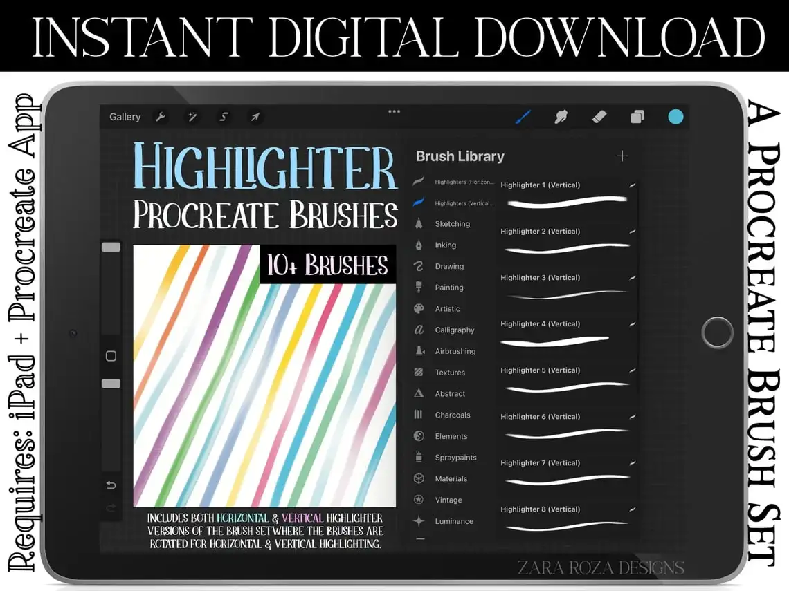 Procreate Highlighter Marker Brush Set