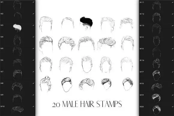 Procreate Male Hairstyle Stamp Brushes 4 073351