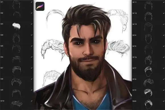 Procreate Male Hairstyle Stamp Brushes 3 073389
