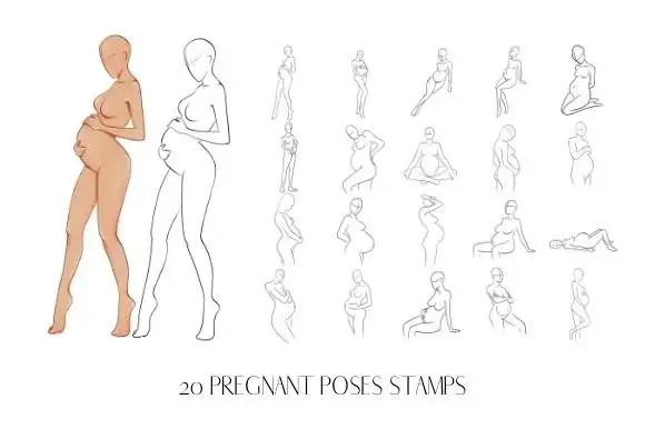 Procreate Pregnant Poses Stamp Brushes 3 073336