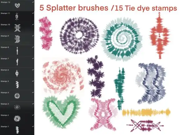 Procreate Tie Dye 57 brushes 9 073425