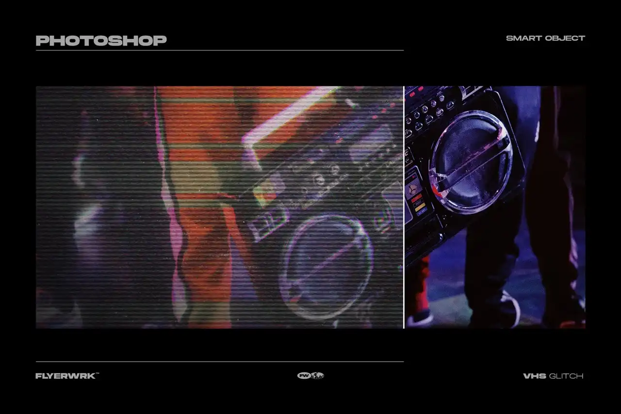 VHS Glitch Mockup
